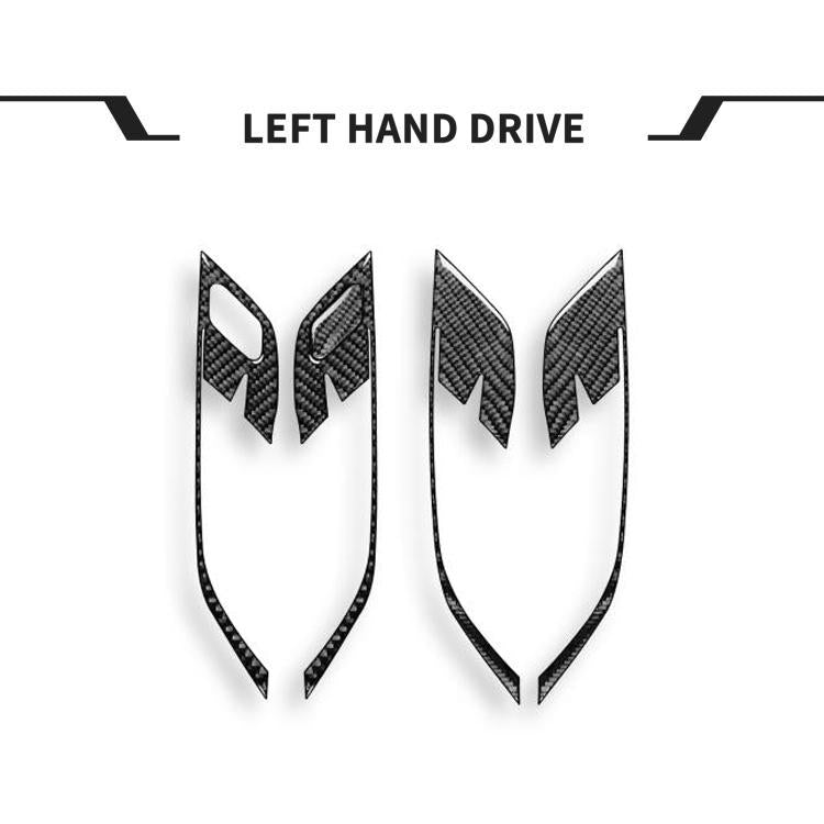 Left-hand drive door handle frame sticker set with carbon fiber pattern, 5 pieces