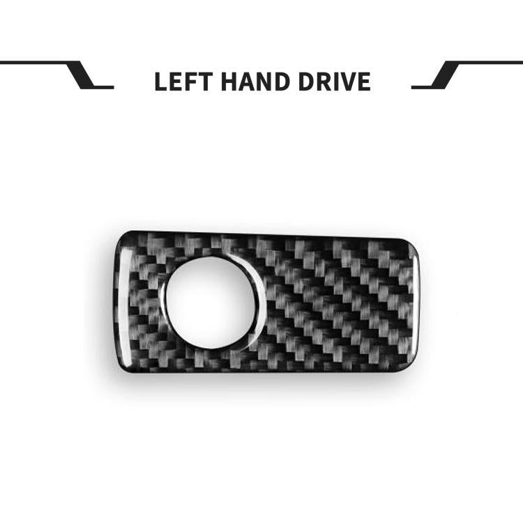 Glove box handle sticker, carbon-fiber style with circular opening, centered view
