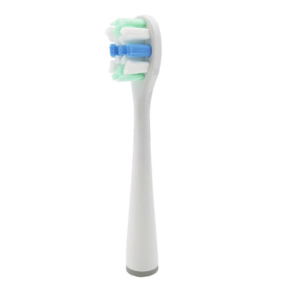Replacement toothbrush head with white handle and blue/green bristles set