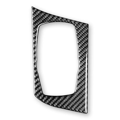 Carbon-fiber style multimedia knob panel sticker with oval cutout, right-hand drive