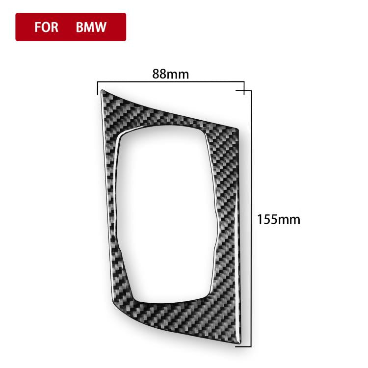 BMW multimedia knob panel sticker, carbon-fiber style, 88x155mm cutout