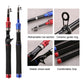 Telescopic mini fishing rod close-ups: guide ring, grip, and retractable sections