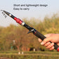 Telescopic mini fishing lure rod held in hand, short lightweight design