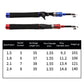 Telescopic mini fishing lure rods, blue and red, foam grips and line guides