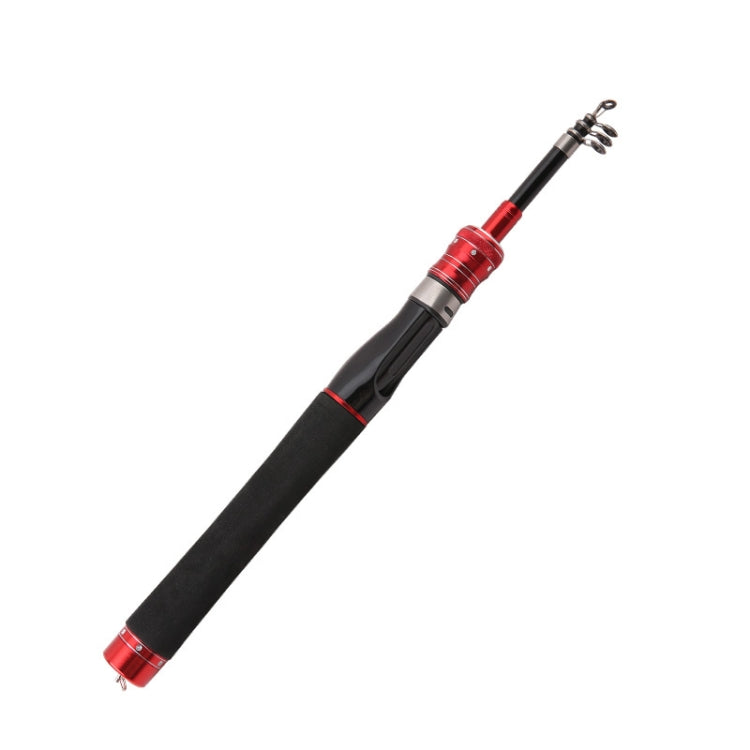 Red mini telescopic fishing rod with straight handle and red reel seat accents