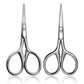 Beard trimming scissors set, pointed blades and round finger rings, shiny silver finish