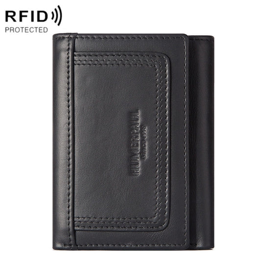 HUMERPAUL BP992 RFID Anti-Magnetic Multi-Card Position Zipper Coin Purse Leather Men Wallet, BP992 Black, BP992 Dark Brown, BP992 Brown
