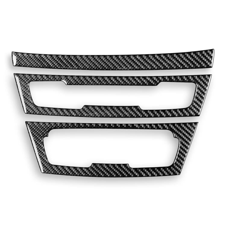 Carbon-fiber style dashboard trim sticker set with two rectangular panel inserts