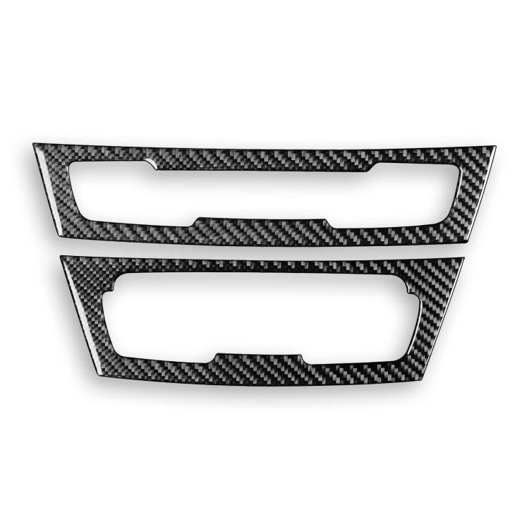 2-piece black carbon-fiber radio and air panel sticker trim, rectangular inserts