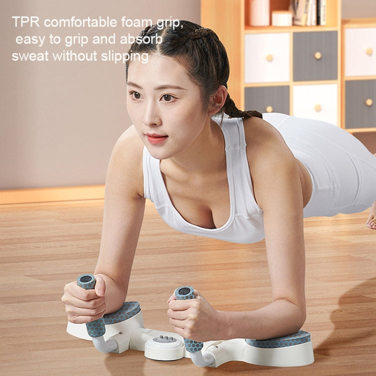 White smart push-up plank trainer with cushioned foam grips and padded supports