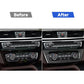 Carbon-fiber AC control panel surround sticker, before and after