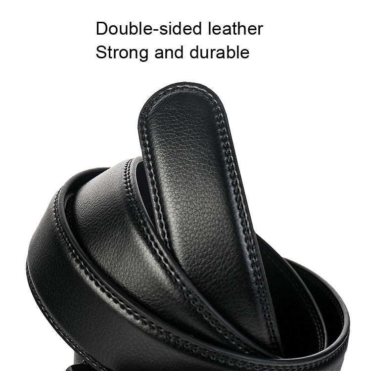 Black leather belt close-up with raised double-edge strap and stitched border