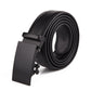 Men's automatic buckle leather belt with matte black buckle, black strap