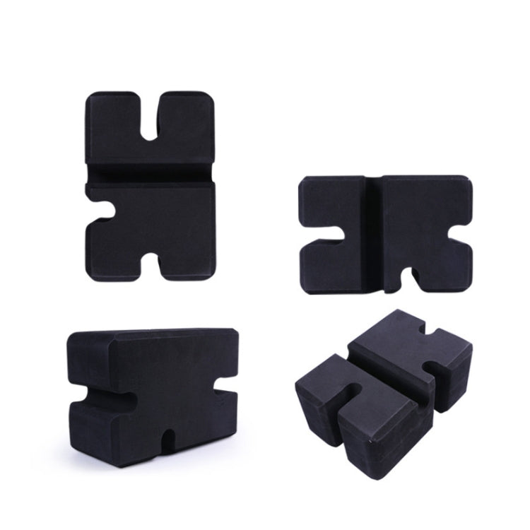 Set of dark foam bench press support blocks with interlocking puzzle cutouts