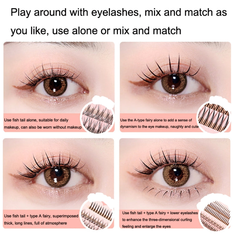 False eyelashes on eyes showing mix-and-match natural volume combinations