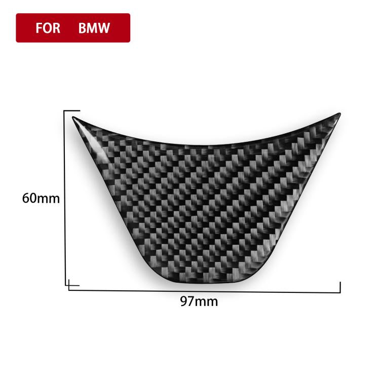 Steering wheel chin sticker, black carbon-fiber texture, 60mm x 97mm curved triangle