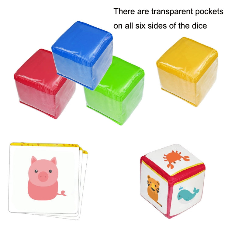 Colorful picture dice and clear zip pouch for storage