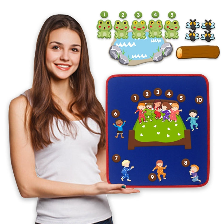 Felt story board set with blue play mat, character pieces, and steps numbers