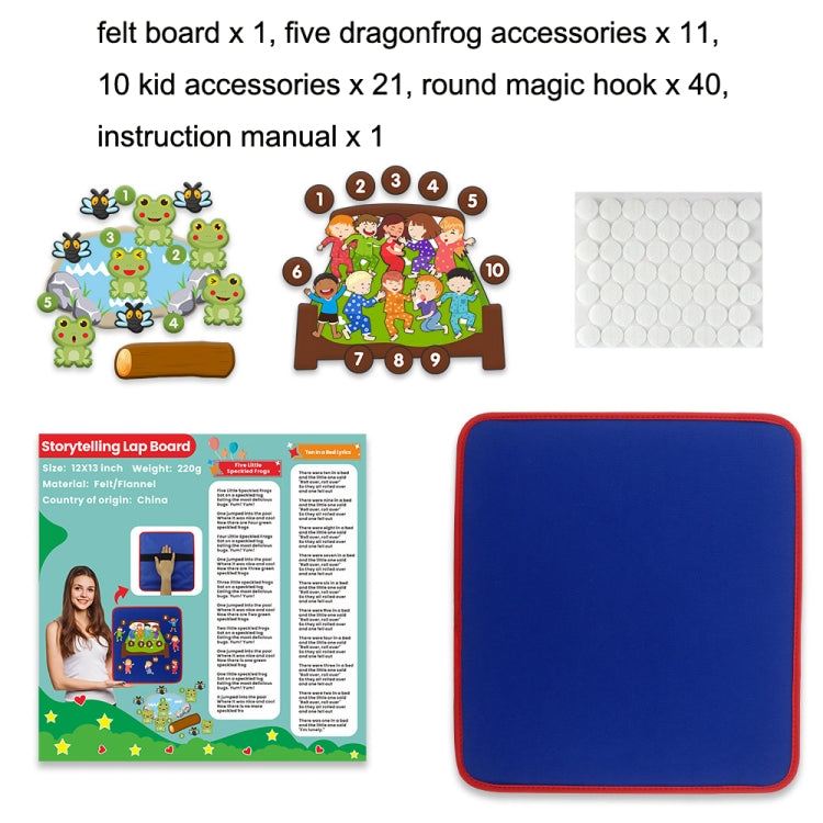 Felt story board activity set with dragon frog figures, hook, accessories, and manual