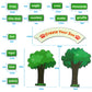 Felt animal set size chart showing tree and animal cutout dimensions