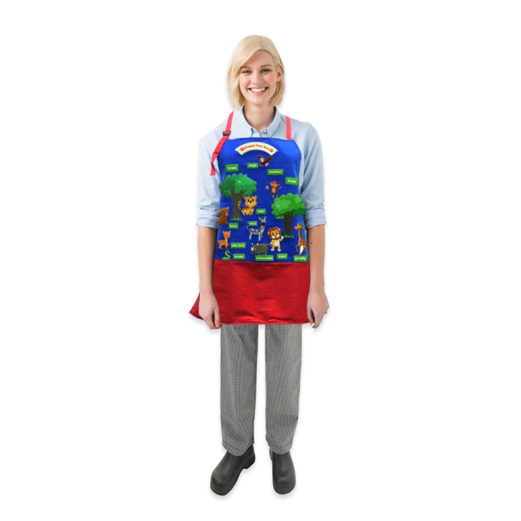 Child apron featuring jungle animal felt activity design