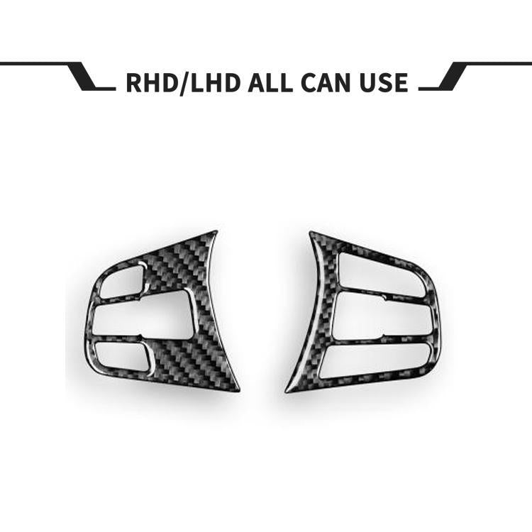 Steering wheel button trim stickers with carbon-fiber look, two-piece set