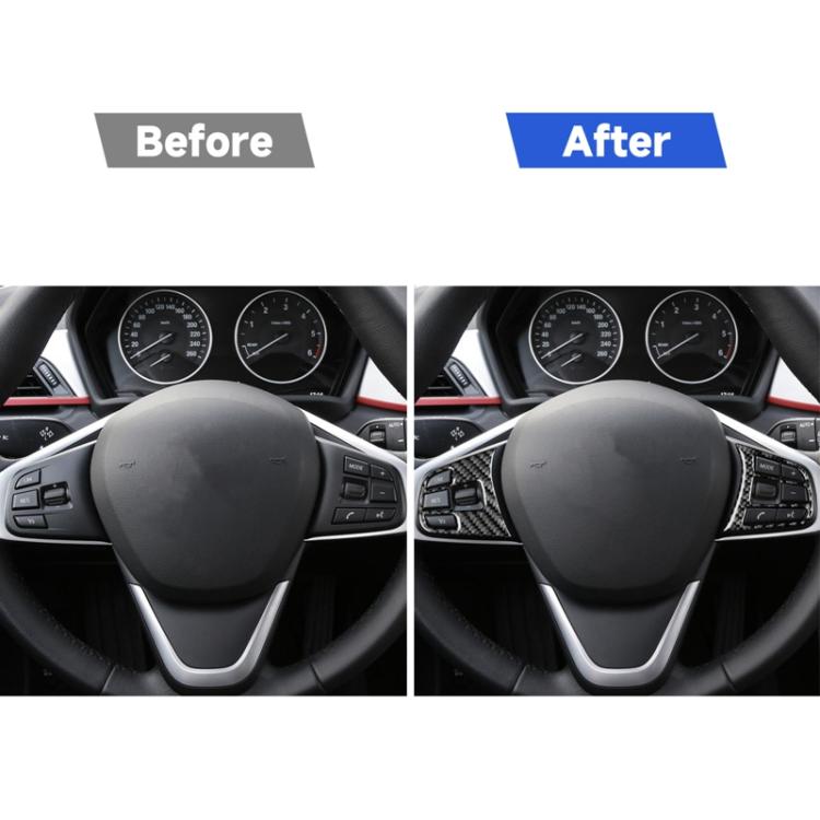 Steering wheel controls with carbon-fiber button sticker accents