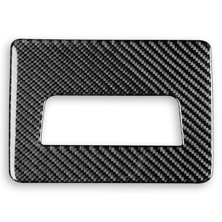Carbon fiber-look driver seat storage box sticker with rectangular center cutout