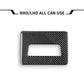 Carbon fiber-look seat storage sticker with rectangular cutout panel and border