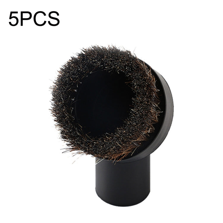 Horsehair vacuum brush head with dense dark bristles and black plastic nozzle
