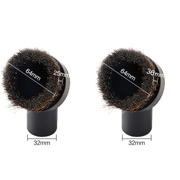 Two horsehair brush heads: 25mm and 36mm bristle length, 32mm base shown