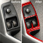 Right-hand drive window switch panel trim sticker set with red carbon-fiber border