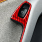 Red carbon-fiber trim sticker for door switch/handle area, right-hand drive
