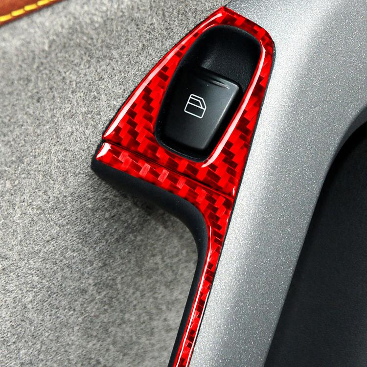 Red carbon-fiber trim sticker for door switch/handle area, right-hand drive