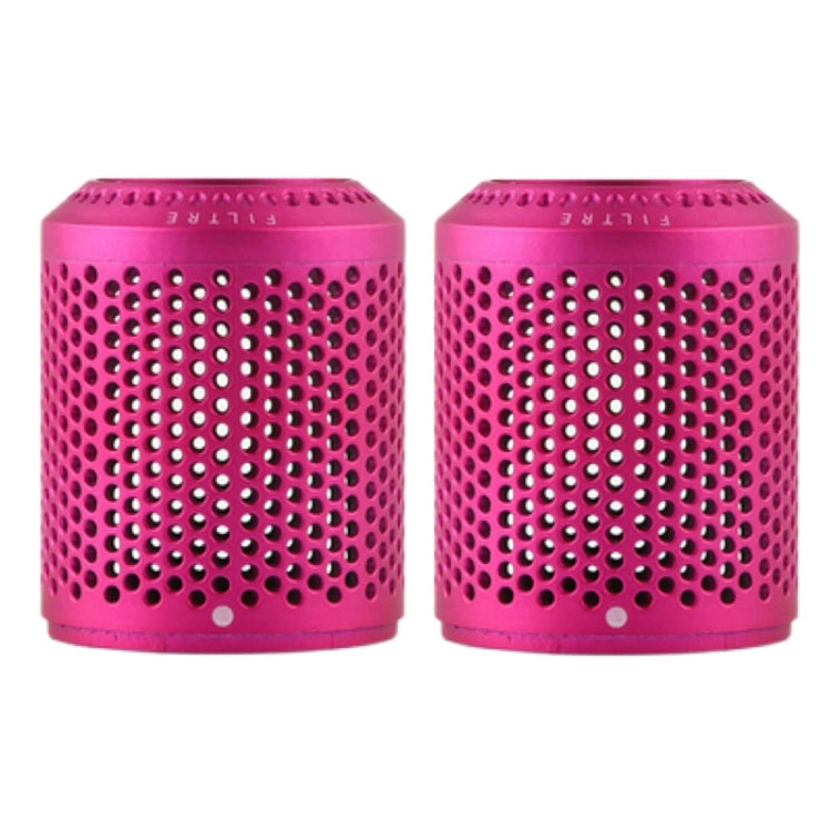 Rose pink mesh outer filter cover, cylindrical perforated grille with small red dot