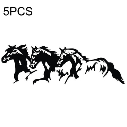 Set of 5 reflective galloping horse car decals, black horse silhouettes