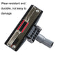 Light grey floor brush head underside with metal strip and red bristles