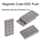 Stainless steel magnetic push card decompression toy set with two hinged pieces