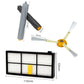 Robot vacuum accessory set with gray roller brushes and rectangular filter frame