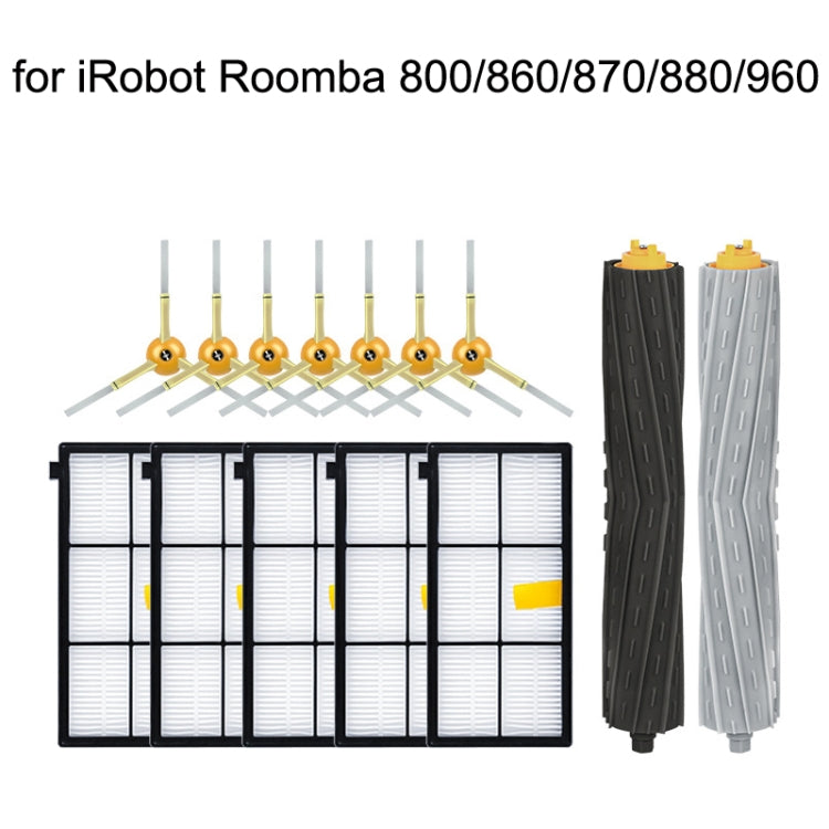 Robot vacuum accessory set with multiple side brushes, filter panel, and roller brushes