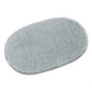 Grey oval plush pet bed pad with soft shag texture