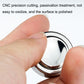 Polished metal fidget spinner cap with central circular opening, close-up