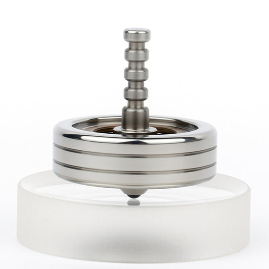 Stainless steel polished fidget spinner with stacked ring base and central post