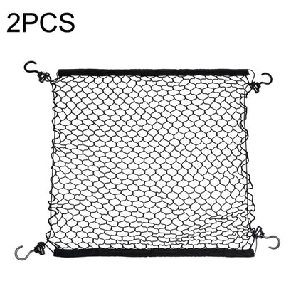Black mesh net pocket for garden trolley with corner grommets and hanging hooks