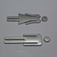 Chrome restroom sign plates with mounting discs and male/female figure shapes