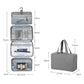 Gray foldable toiletry bag with tote handles and folded organizer layout