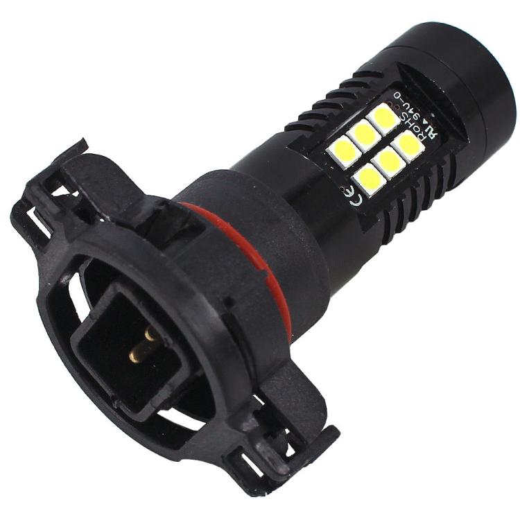 PSX24W LED fog lamp bulb with black housing, red ring, and multiple LED chips