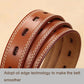 Brown leather belt with layered design and oval cutout holes