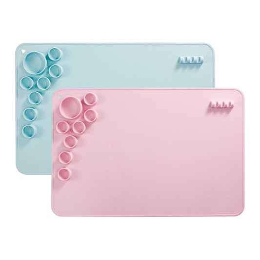 Silicone Children Drawing Pad Wipeable Washable Paint Palettes, Blue, Pink