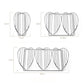 Stainless steel V-shaped pancake rack with size measurements on a diagram
